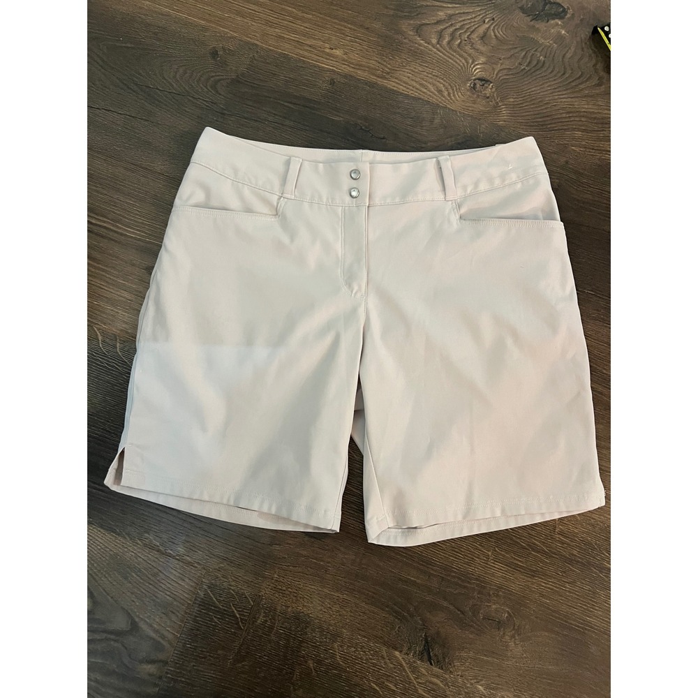 Adidas Golf Shorts Womens 4 Beige Stone Performance Polyester Flat Front 7in